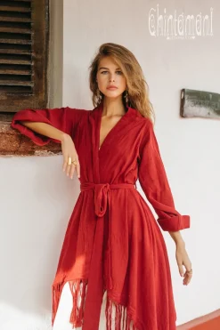 Chintamani Alchemistry Cotton Wrap Cardigan / Red Ochre^ Kimono & Cover Up