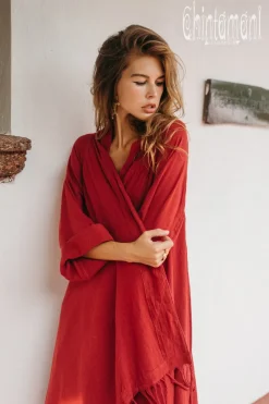 Chintamani Alchemistry Cotton Wrap Cardigan / Red Ochre^ Kimono & Cover Up