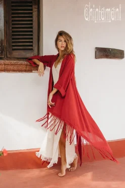 Chintamani Alchemistry Cotton Wrap Cardigan / Red Ochre^ Kimono & Cover Up