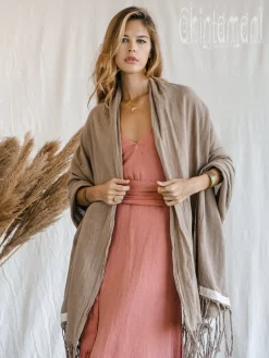 Chintamani Alchemistry Cotton Wrap Shawl / Coffee^ Shawls & Scarfs