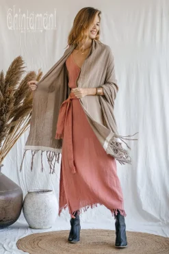 Chintamani Alchemistry Cotton Wrap Shawl / Coffee^ Shawls & Scarfs