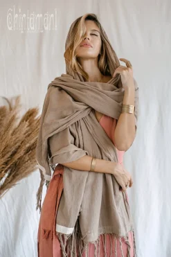 Chintamani Alchemistry Cotton Wrap Shawl / Coffee^ Shawls & Scarfs