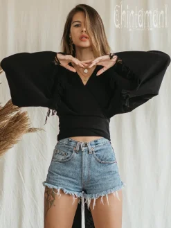 Chintamani Alchemistry Cotton Wrap Top / Black^ Wrap Top