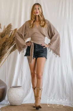 Chintamani Alchemistry Cotton Wrap Top / Coffee^ Wrap Top