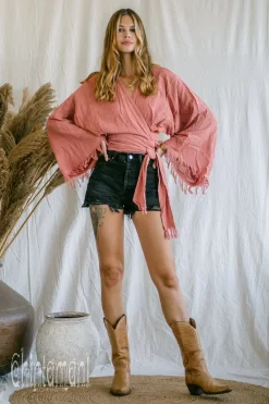 Chintamani Alchemistry Cotton Wrap Top / Pink^ Wrap Top