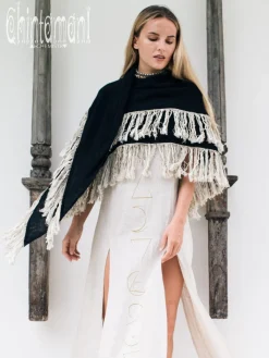 Chintamani Alchemistry Fringe Boho Shawl / Black^ Shawls & Scarfs
