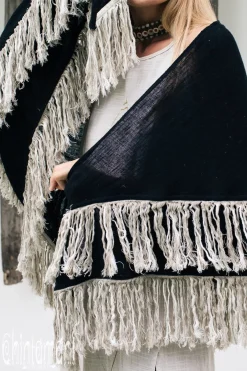 Chintamani Alchemistry Fringe Boho Shawl / Black^ Shawls & Scarfs