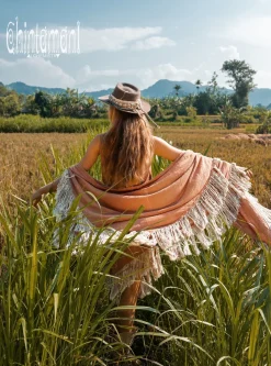 Chintamani Alchemistry Fringe Boho Shawl / Dusty Pink^ Shawls & Scarfs