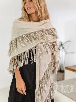 Chintamani Alchemistry Fringe Boho Shawl / Off White^ Shawls & Scarfs