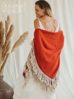 Chintamani Alchemistry Fringe Boho Shawl / Red Ochre^ Shawls & Scarfs