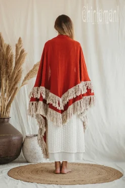 Chintamani Alchemistry Fringe Boho Shawl / Red Ochre^ Shawls & Scarfs