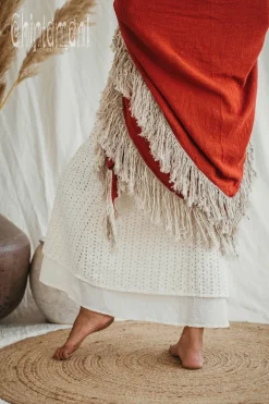 Chintamani Alchemistry Fringe Boho Shawl / Red Ochre^ Shawls & Scarfs