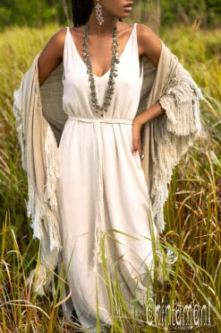 Chintamani Alchemistry Fringe Boho Shawl / Sage Green^ Shawls & Scarfs