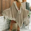 Chintamani Alchemistry Fringed Cotton Poncho / Desert Sage^ Kimono & Cover Up