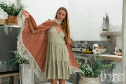 Chintamani Alchemistry Fringed Cotton Poncho / Dusty Pink^ Kimono & Cover Up
