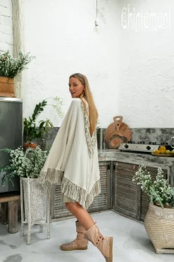 Chintamani Alchemistry Fringed Cotton Poncho / Off White^ Kimono & Cover Up