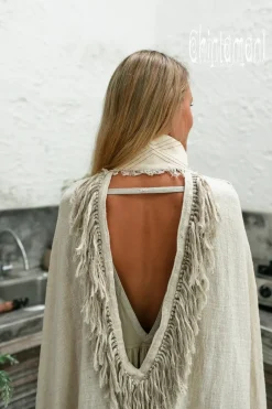 Chintamani Alchemistry Fringed Cotton Poncho / Off White^ Kimono & Cover Up