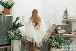 Chintamani Alchemistry Fringed Cotton Poncho / Off White^ Kimono & Cover Up