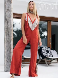 Chintamani Alchemistry Fringed Jumpsuit / Red Ochre^ Jumpsuits