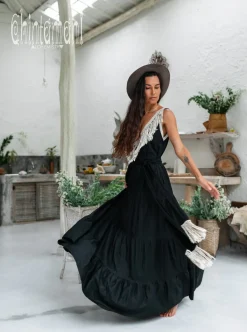 Chintamani Alchemistry Fringed Maxi Dress / Black^ Maxi Dress