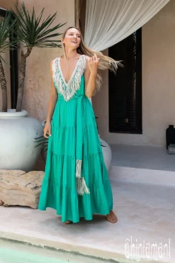 Chintamani Alchemistry Fringed Maxi Dress / Green^ Maxi Dress