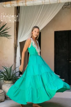 Chintamani Alchemistry Fringed Maxi Dress / Green^ Maxi Dress