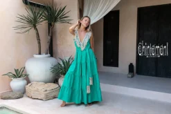 Chintamani Alchemistry Fringed Maxi Dress / Green^ Maxi Dress