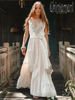 Chintamani Alchemistry Fringed Maxi Dress / Off White^ Maxi Dress