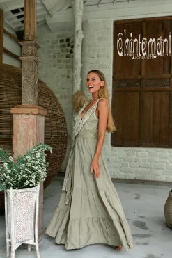 Chintamani Alchemistry Fringed Maxi Dress / Sage Green^ Maxi Dress