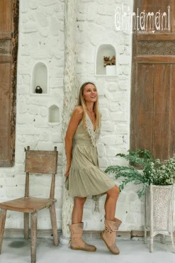 Chintamani Alchemistry Fringed Midi Dress / Sage^ Mini & Midi Dress