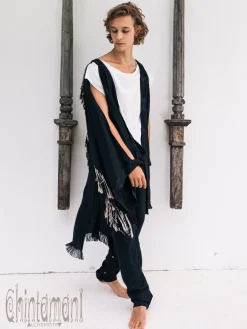 Chintamani Alchemistry Fringe Linen Kimono / Black^ Kimono & Coat