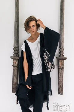 Chintamani Alchemistry Fringe Linen Kimono / Black^ Kimono & Coat