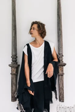Chintamani Alchemistry Fringe Linen Kimono / Black^ Kimono & Coat