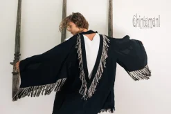 Chintamani Alchemistry Fringe Linen Kimono / Black^ Kimono & Coat