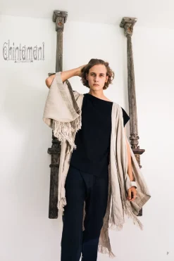 Chintamani Alchemistry Fringe Linen Kimono / Gray^ Kimono & Coat