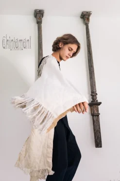 Chintamani Alchemistry Fringe Linen Kimono / Off White Cream^ Kimono & Coat