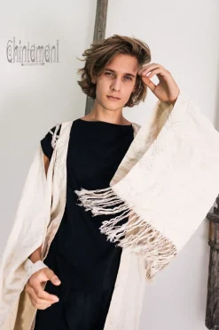 Chintamani Alchemistry Fringe Linen Kimono / Off White Cream^ Kimono & Coat
