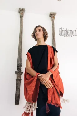 Chintamani Alchemistry Fringe Linen Kimono / Red Ochre^ Kimono & Coat