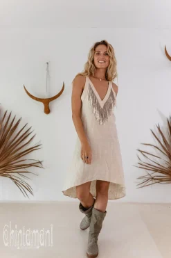 Chintamani Alchemistry Fringe Linen Mini Dress / Cream^ Mini & Midi Dress