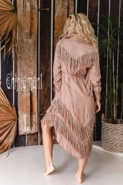 Chintamani Alchemistry Fringe Linen Mini Dress / Dusty Pink^ Shirt Dress|Mini & Midi Dress