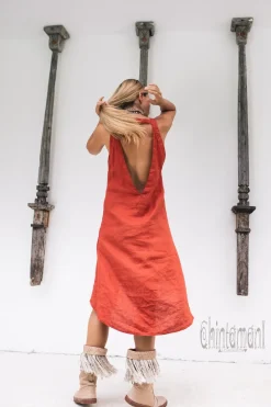 Chintamani Alchemistry Fringe Linen Mini Dress / Red Ochre^ Mini & Midi Dress