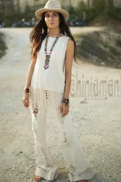 Chintamani Alchemistry Fringe Tank Top / Off White^ Tank Top