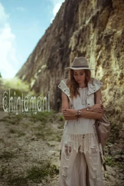 Chintamani Alchemistry Fringe Tank Top / Off White^ Tank Top