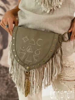 Chintamani Alchemistry Fringy Banana Bag / Army Green^ Canvas Hip Bags