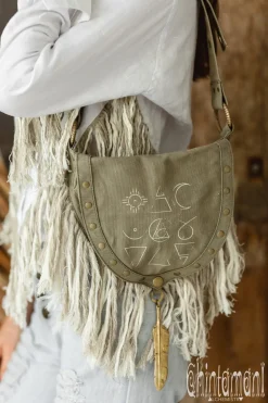 Chintamani Alchemistry Fringy Banana Bag / Army Green^ Canvas Hip Bags