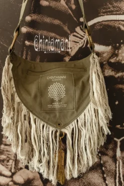 Chintamani Alchemistry Fringy Banana Bag / Army Green^ Canvas Hip Bags