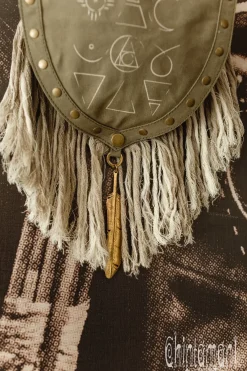 Chintamani Alchemistry Fringy Banana Bag / Army Green^ Canvas Hip Bags