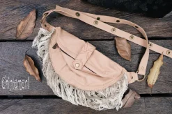 Chintamani Alchemistry Fringy Banana Bag / Beige^ Canvas Hip Bags