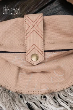 Chintamani Alchemistry Fringy Banana Bag / Beige^ Canvas Hip Bags