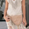 Chintamani Alchemistry Fringy Banana Bag / Beige^ Canvas Hip Bags